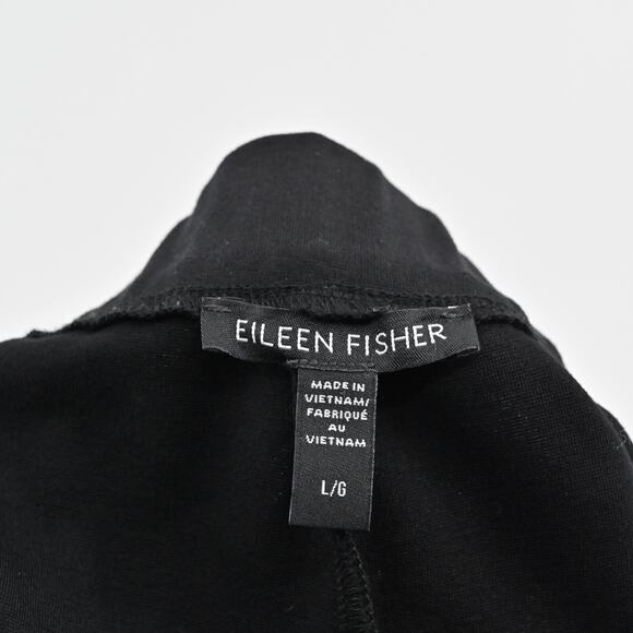 EILEEN FISHER Womens Pants Size L Classic Black Straight Leg Trousers Corpcore - Picture 7 of 11
